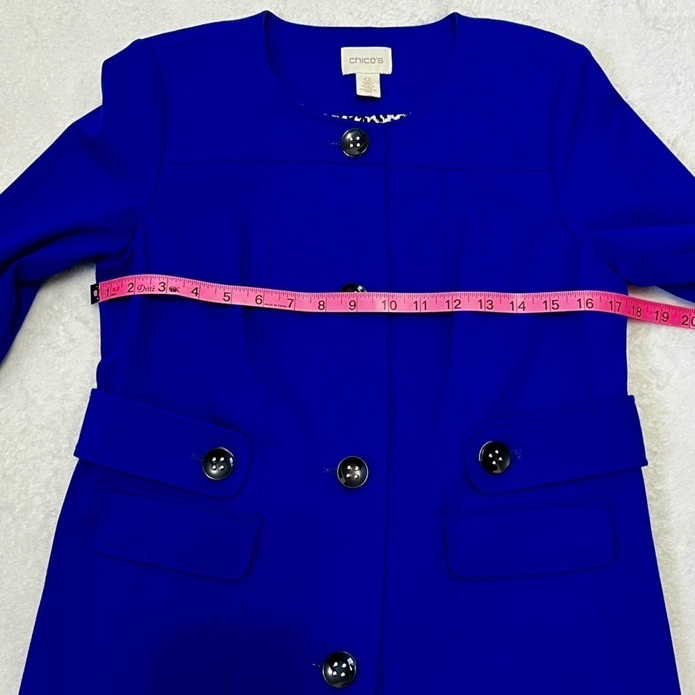 Chico's Royal Blue Ponte Pea Coat Blazer - Size Small (0) - Picture 11 of 15